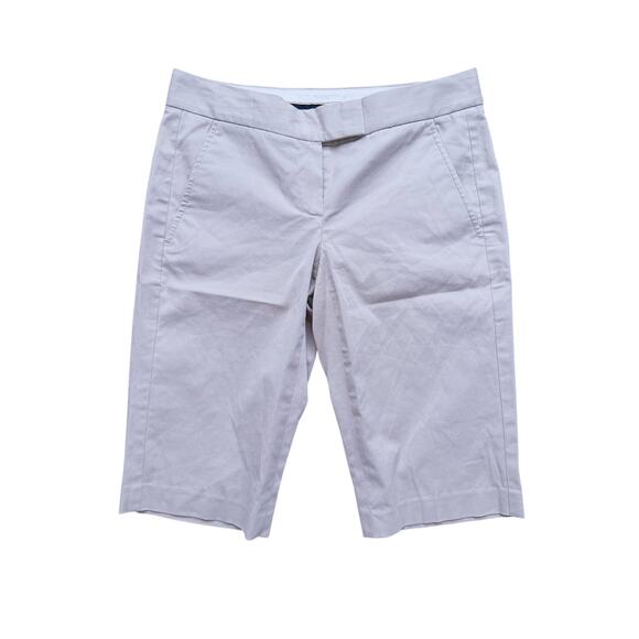 Theory Beige Linen Mid-Rise Bermuda Shorts 2 Clean Girl Minimal Academia Fall - Picture 2 of 7